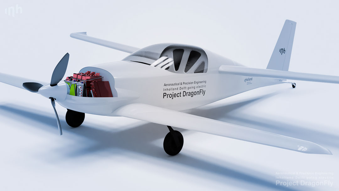 project dragonfly aeronautical & precision engineering inholland university of applied sciences delft the netherlands electric propulsion sustainable aviation simulation digital twin augmented reality small composites lightweight aircraft retrofit zero emission free Dutch initiative